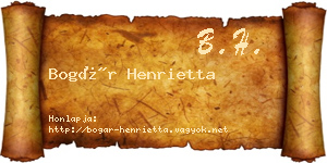 Bogár Henrietta névjegykártya