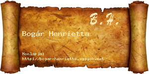 Bogár Henrietta névjegykártya